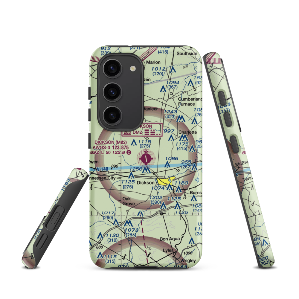 Dickson Municipal Airport (M02) VFR Sectional Samsung Phone Case Samsung Galaxy S23 model shown