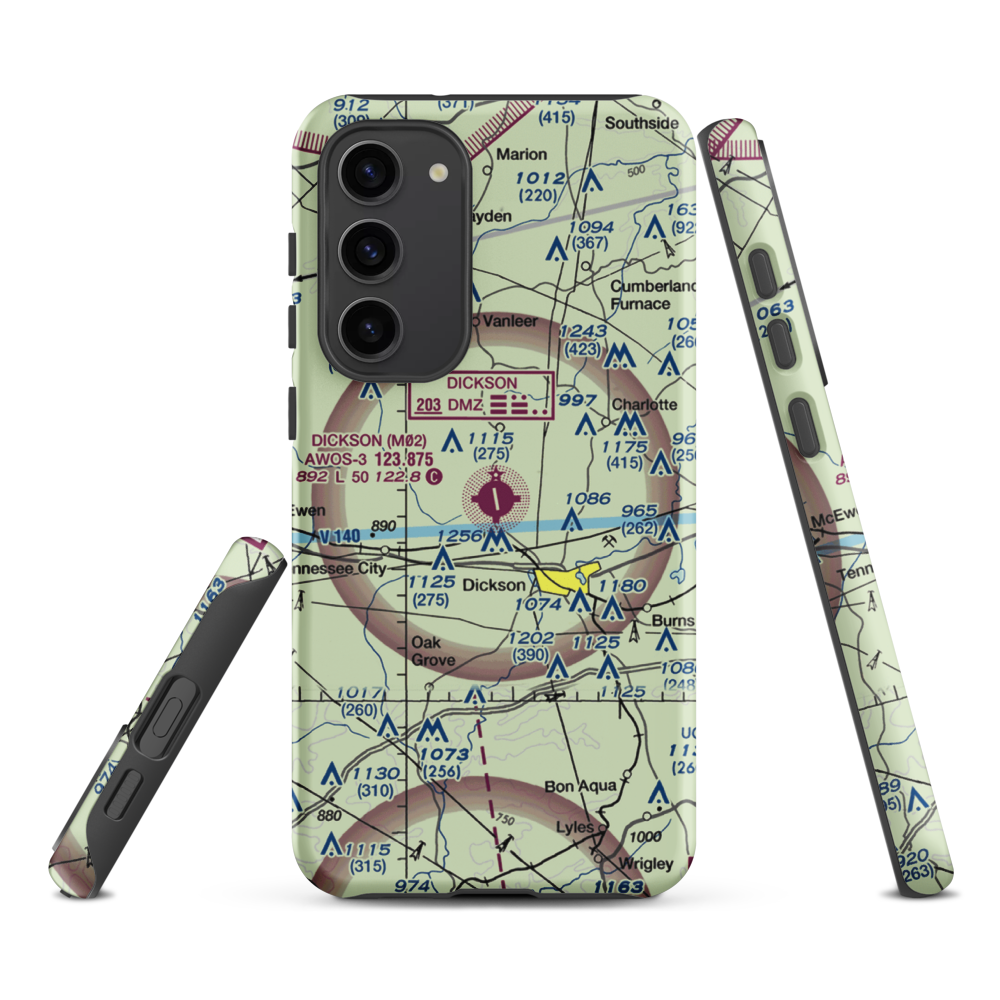 Dickson Municipal Airport (M02) VFR Sectional Samsung Phone Case Samsung Galaxy S23 Plus model shown
