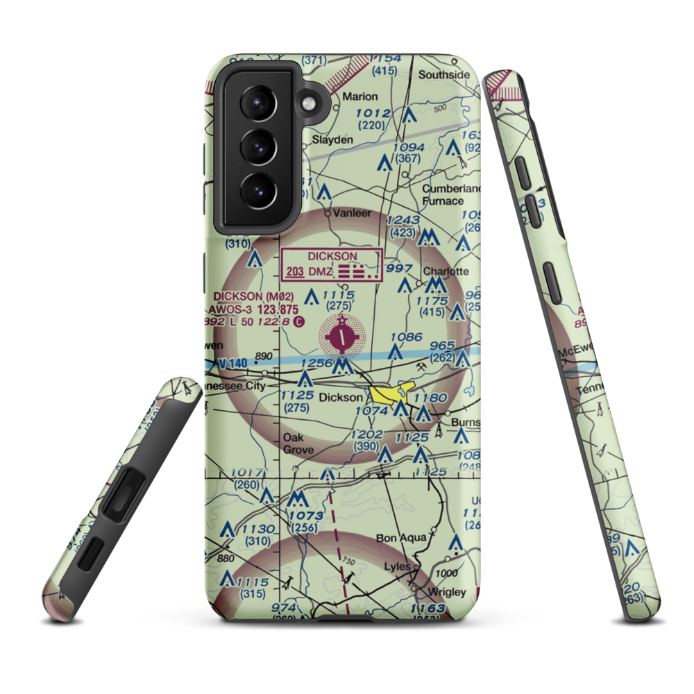 Dickson Municipal Airport (M02) VFR Sectional Samsung Phone Case Samsung Galaxy S21 Plus model shown