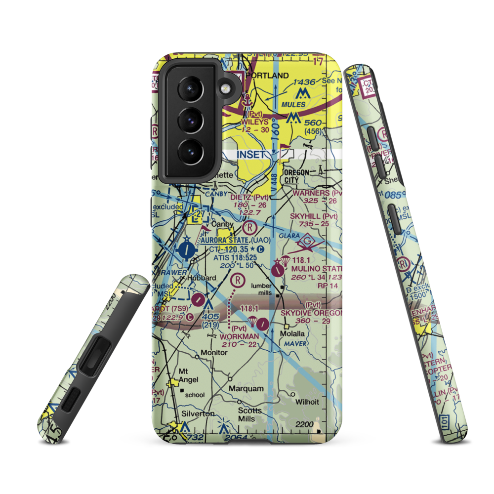Dietz Airpark (OR40) VFR Sectional Samsung Phone Case Samsung Galaxy S21 FE model shown