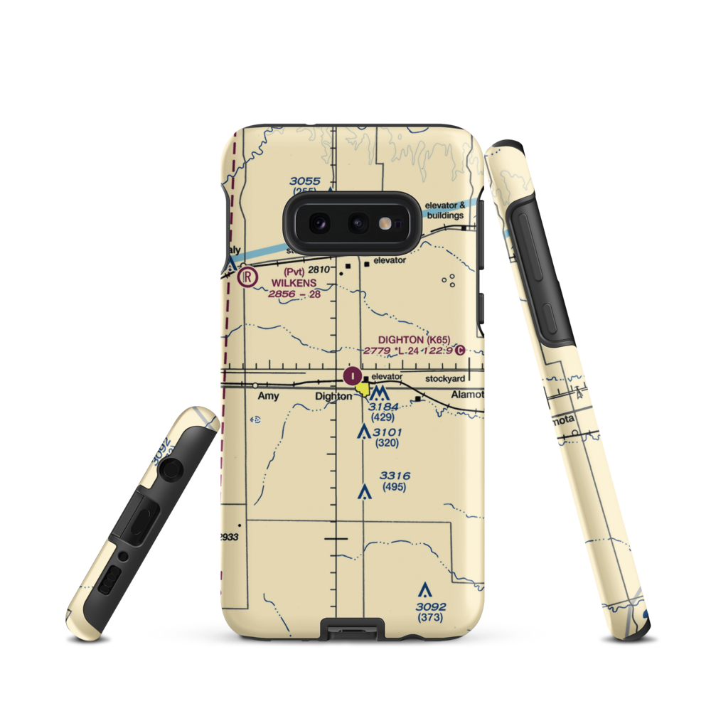 Dighton Airport (K65) VFR Sectional Samsung Phone Case Samsung Galaxy S10e model shown
