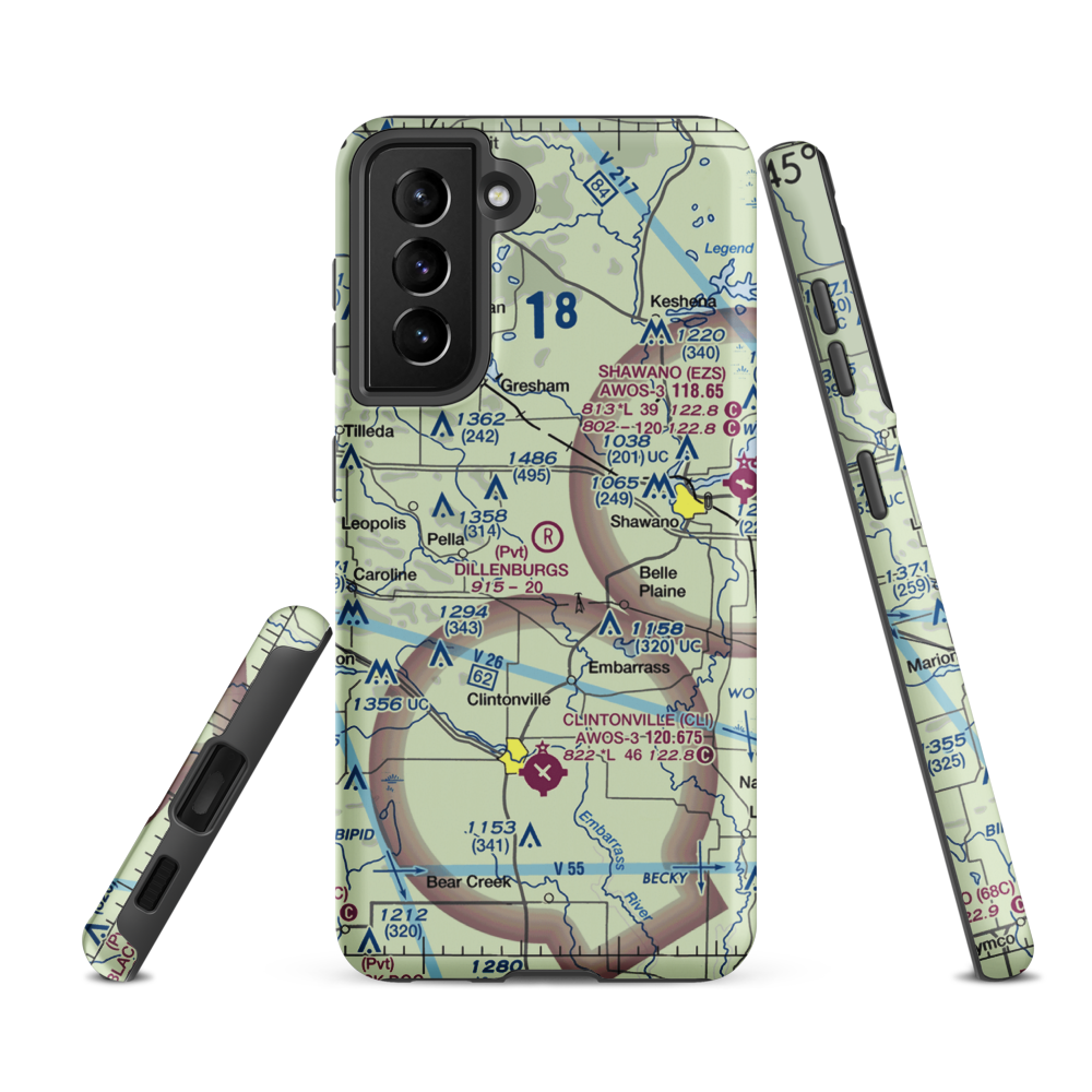 Dillenburg's Airport (8WI1) VFR Sectional Samsung Phone Case Samsung Galaxy S21 Ultra model shown