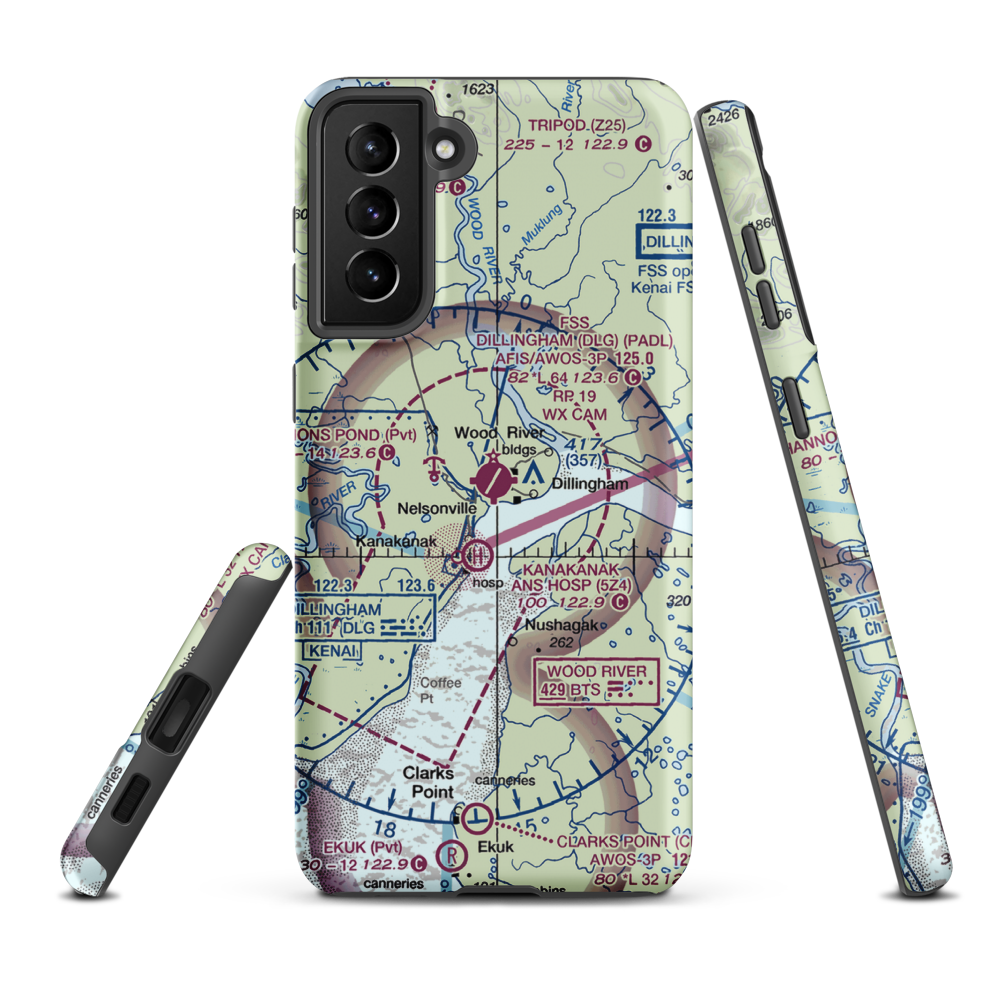 Dillingham Airport (DLG) VFR Sectional Samsung Phone Case Samsung Galaxy S21 Plus model shown