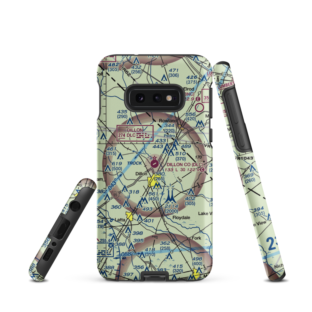 Dillon County Airport (DLC) VFR Sectional Samsung Phone Case Samsung Galaxy S10 Plus model shown