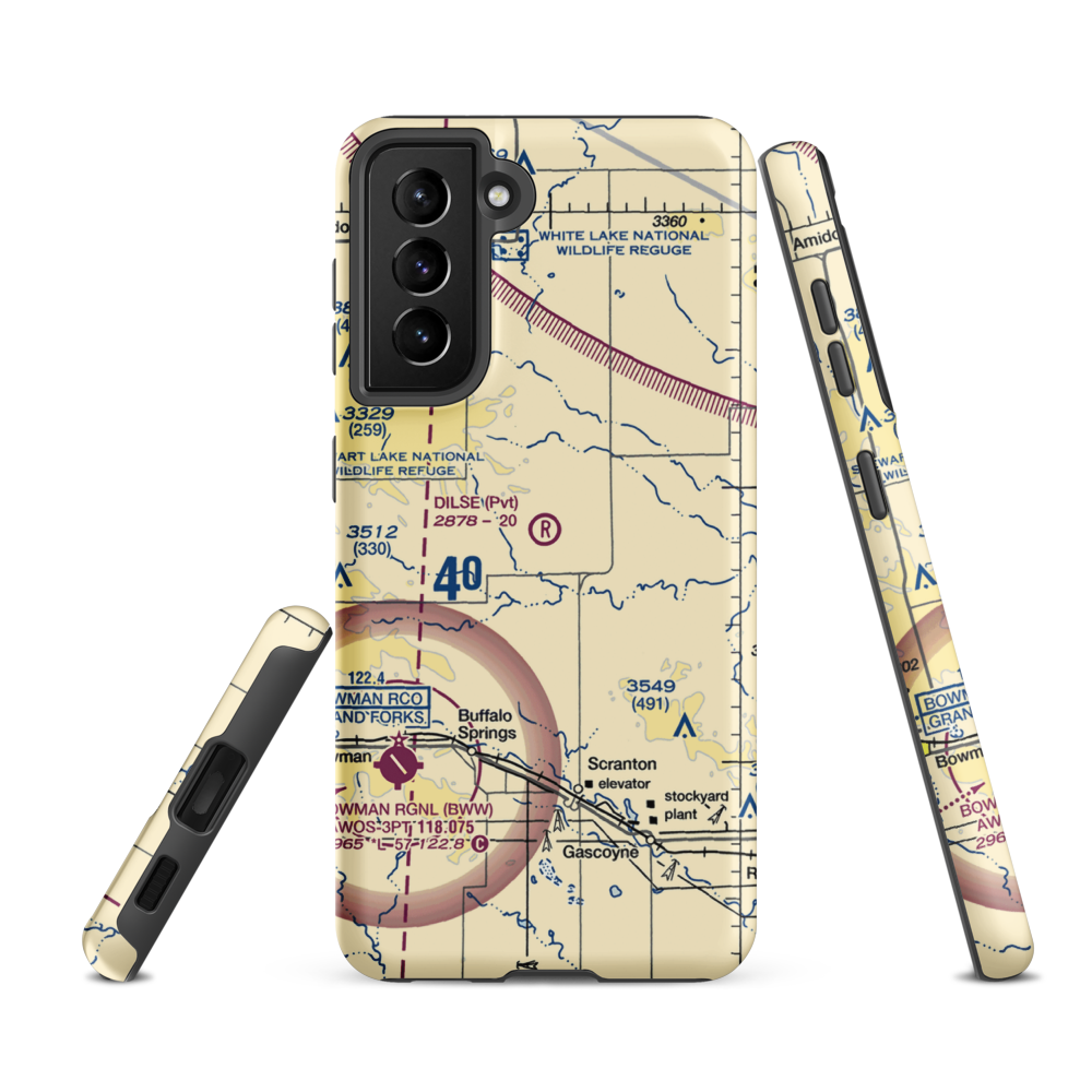 Dilse Private Airstrip (NA98) VFR Sectional Samsung Phone Case Samsung Galaxy S21 FE model shown