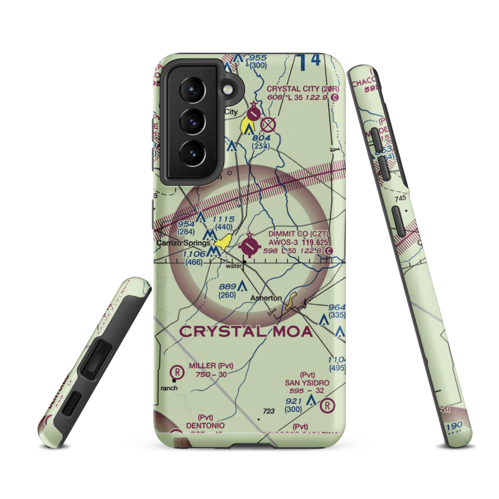 Dimmit County Airport (CZT) VFR Sectional Samsung Phone Case Samsung Galaxy S21 FE model shown