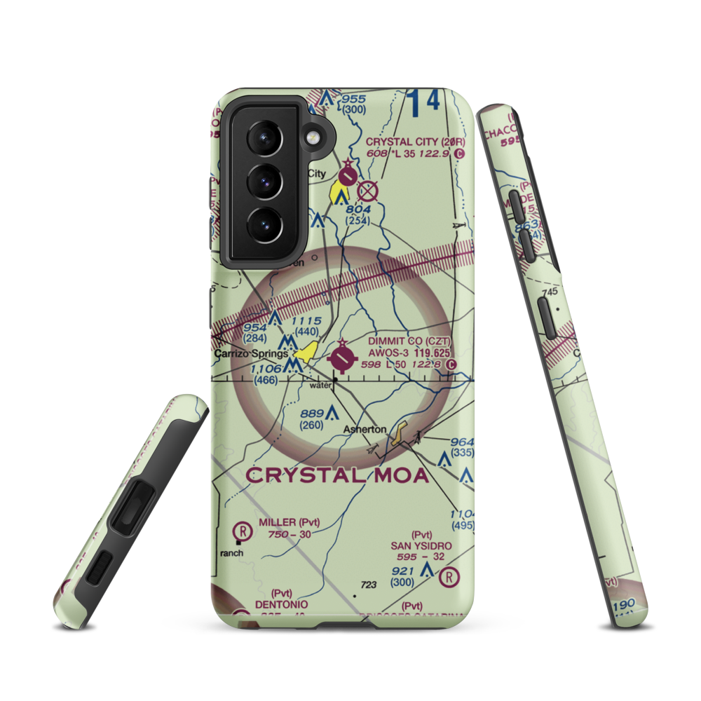 Dimmit County Airport (CZT) VFR Sectional Samsung Phone Case Samsung Galaxy S21 model shown