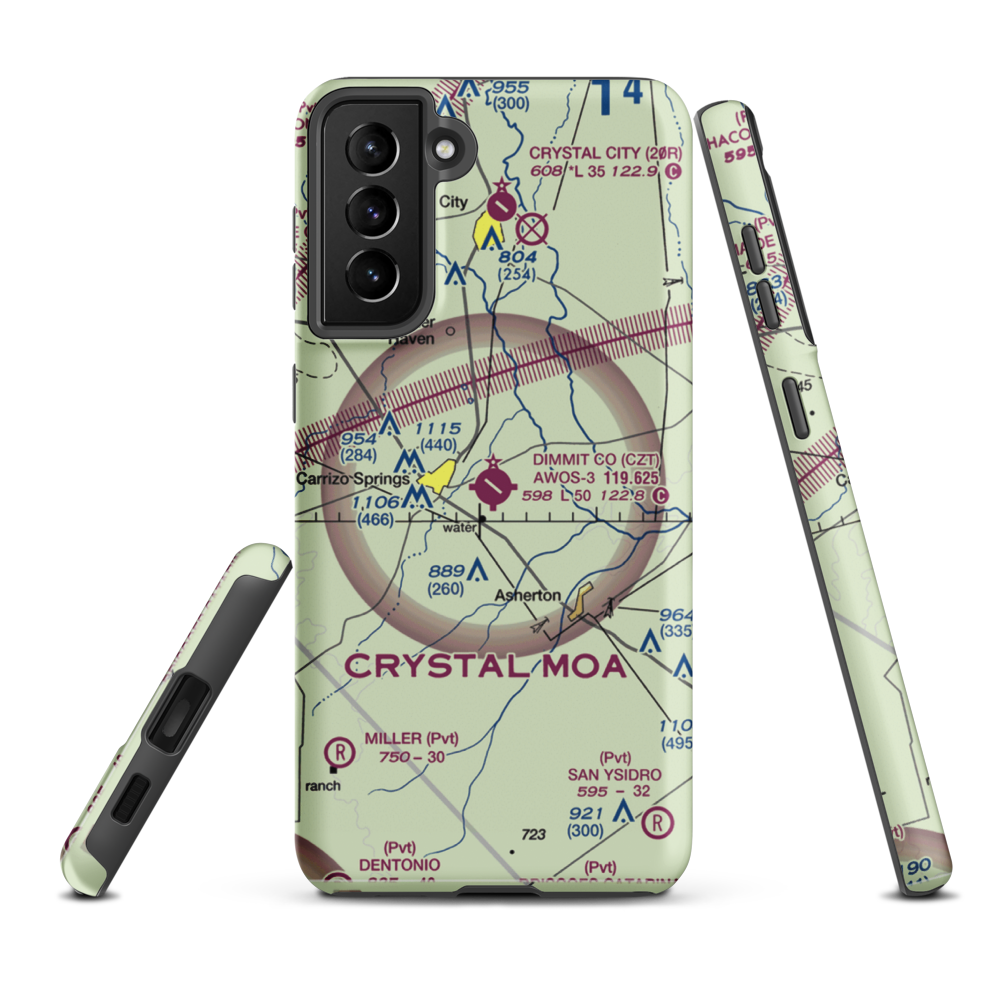 Dimmit County Airport (CZT) VFR Sectional Samsung Phone Case Samsung Galaxy S21 Plus model shown