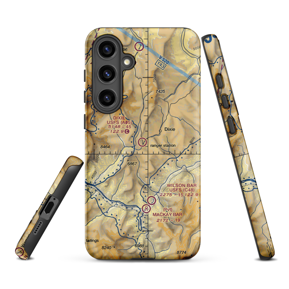 Dixie US Forest Service Airport (A05) VFR Sectional Samsung Phone Case Samsung Galaxy S24 Plus model shown