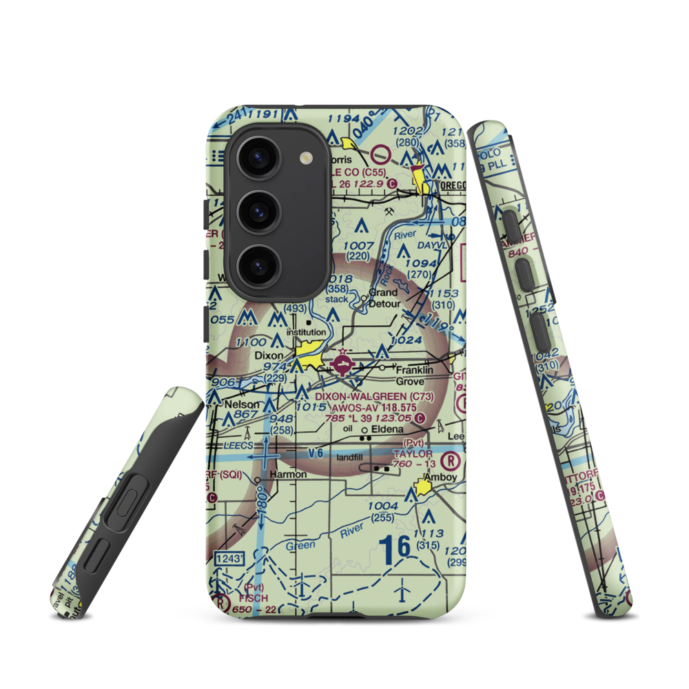 Dixon Municipal Charles R. Walgreen Field (C73) VFR Sectional Samsung Phone Case Samsung Galaxy S23 model shown
