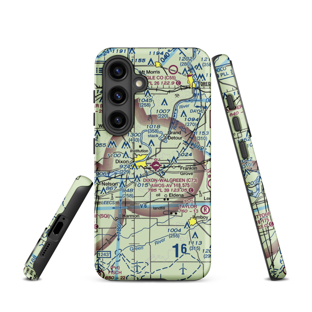 Dixon Municipal Charles R. Walgreen Field (C73) VFR Sectional Samsung Phone Case Samsung Galaxy S24 model shown