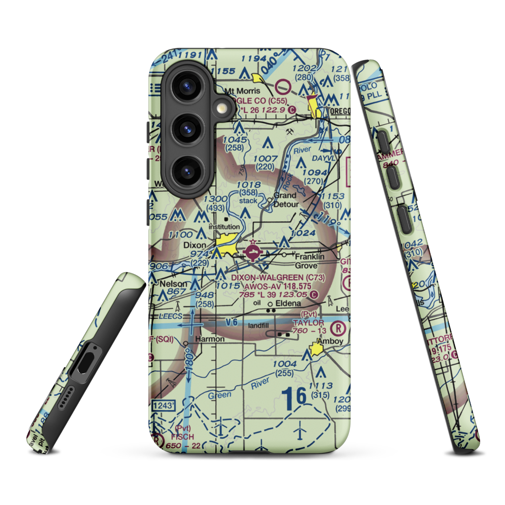 Dixon Municipal Charles R. Walgreen Field (C73) VFR Sectional Samsung Phone Case Samsung Galaxy S24 Plus model shown