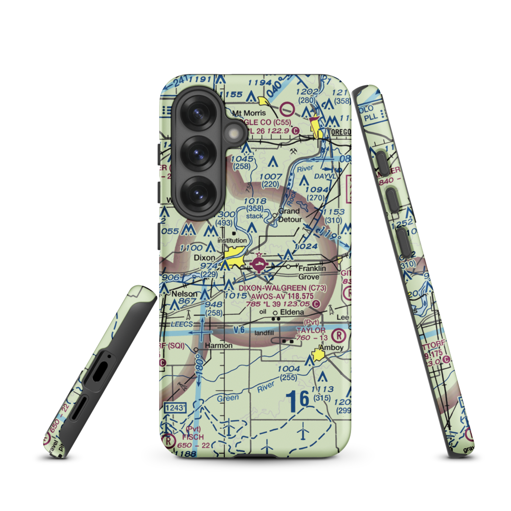 Dixon Municipal Charles R. Walgreen Field (C73) VFR Sectional Samsung Phone Case Samsung Galaxy S25 model shown