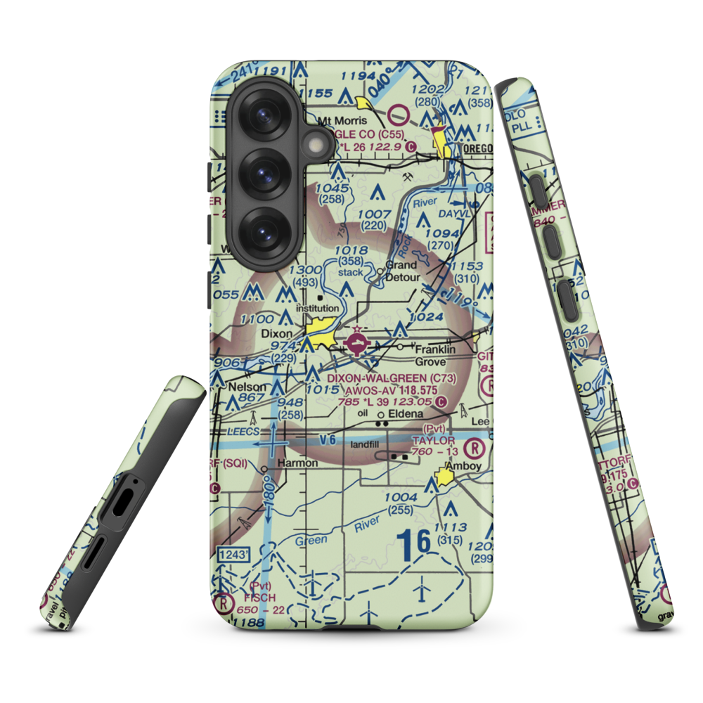 Dixon Municipal Charles R. Walgreen Field (C73) VFR Sectional Samsung Phone Case Samsung Galaxy S25 Plus model shown