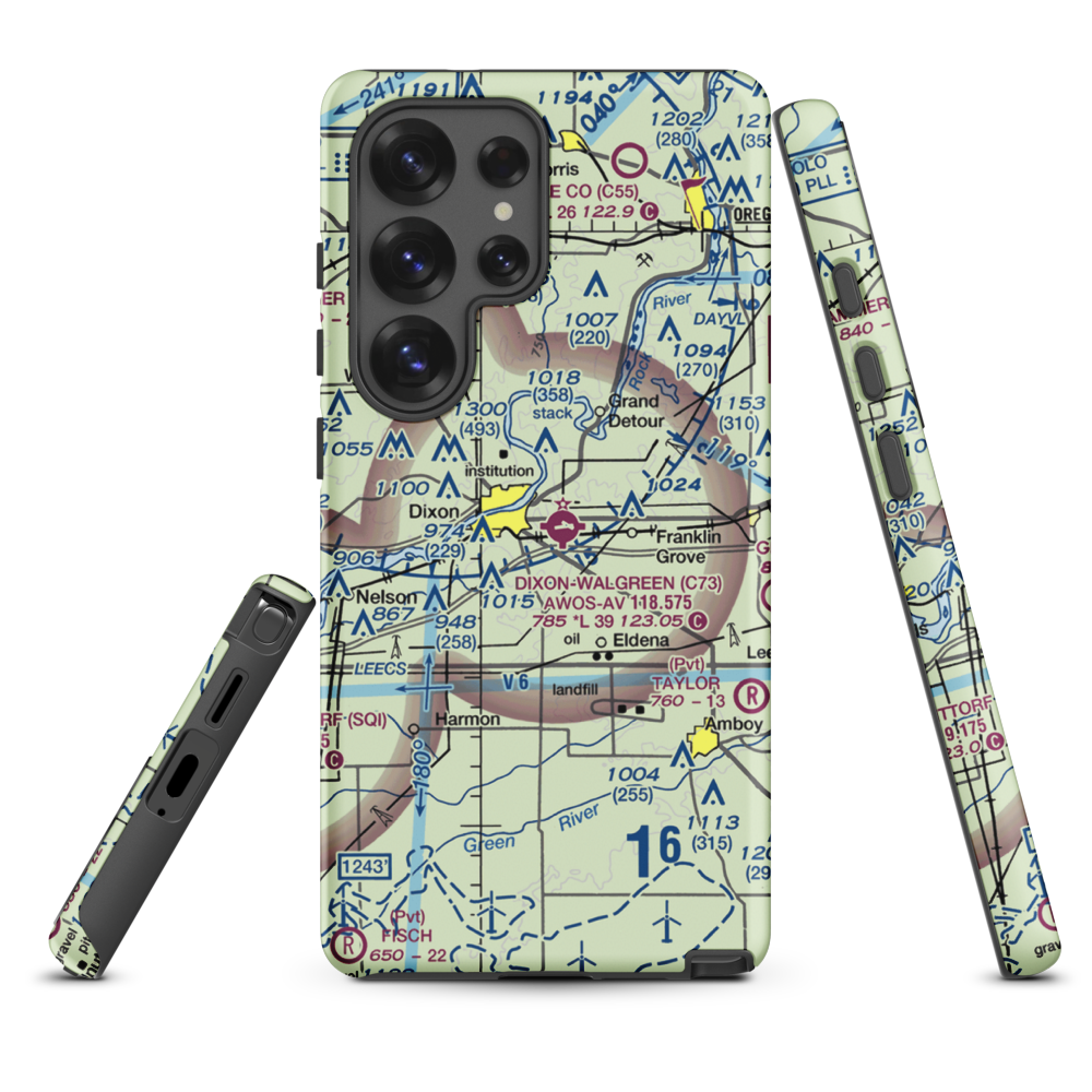 Dixon Municipal Charles R. Walgreen Field (C73) VFR Sectional Samsung Phone Case Samsung Galaxy S25 Ultra model shown