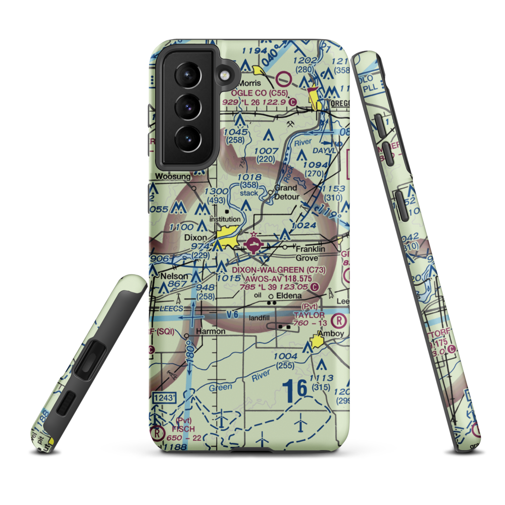 Dixon Municipal Charles R. Walgreen Field (C73) VFR Sectional Samsung Phone Case Samsung Galaxy S21 FE model shown
