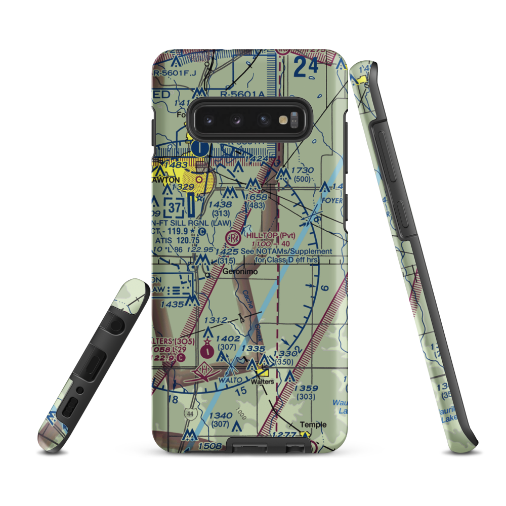 Djs Airport (OK07) VFR Sectional Samsung Phone Case Samsung Galaxy S10e model shown