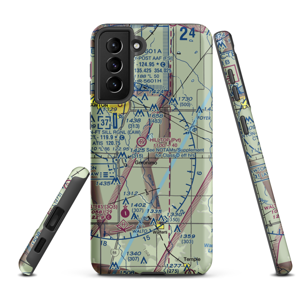 Djs Airport (OK07) VFR Sectional Samsung Phone Case Samsung Galaxy S21 Plus model shown