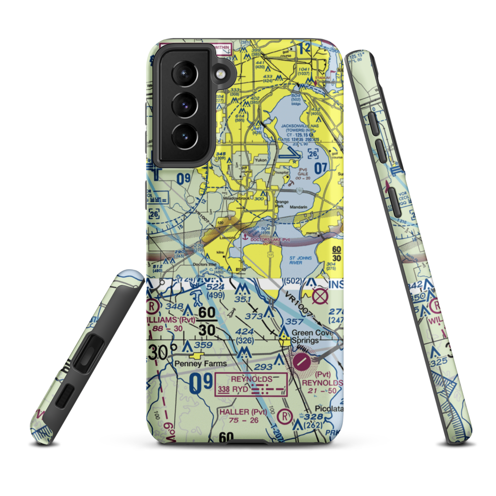 Doctors Lake Seaplane Base (62FD) VFR Sectional Samsung Phone Case Samsung Galaxy S21 FE model shown
