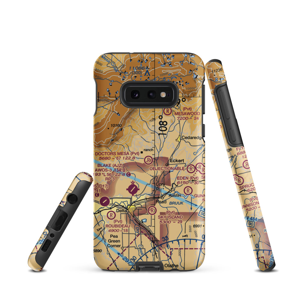 Doctors Mesa Airport (6CO0) VFR Sectional Samsung Phone Case Samsung Galaxy S10 Plus model shown