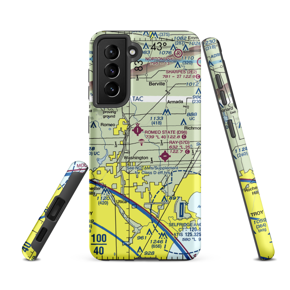 Dodge Airport (MI50) VFR Sectional Samsung Phone Case Samsung Galaxy S21 FE model shown