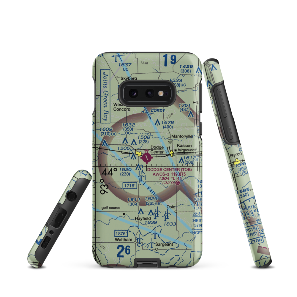 Dodge Center Airport (TOB) VFR Sectional Samsung Phone Case Samsung Galaxy S10e model shown