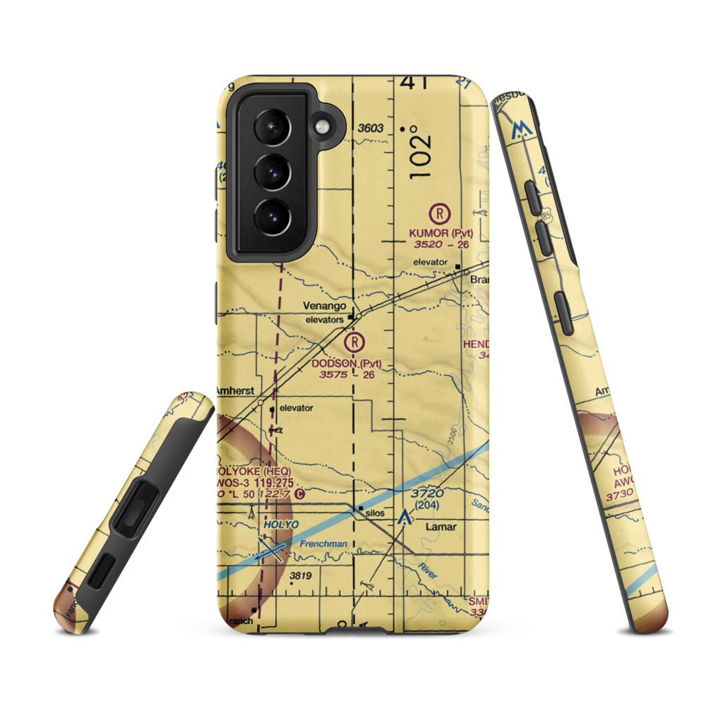 Dodson Brothers Airport (5NE9) VFR Sectional Samsung Phone Case Samsung Galaxy S21 FE model shown