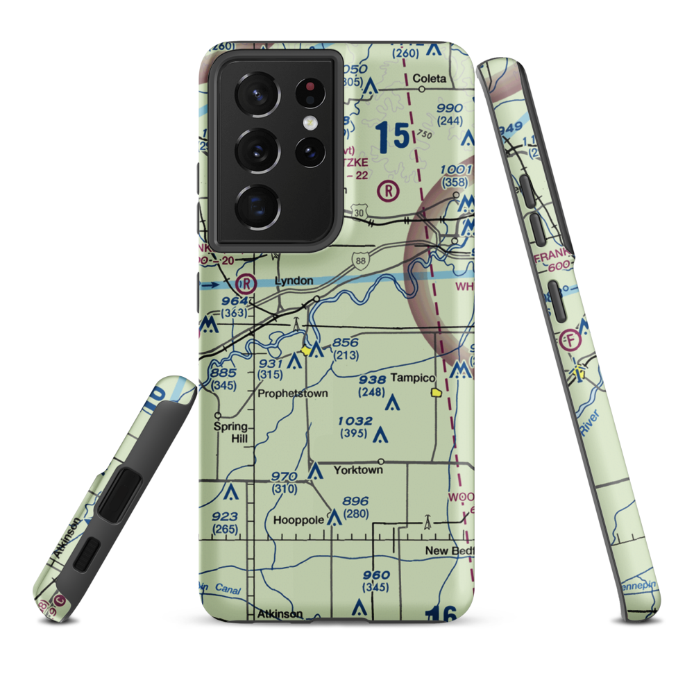 Doering's Port Airport (LL61) VFR Sectional Samsung Phone Case Samsung Galaxy S21 Plus model shown