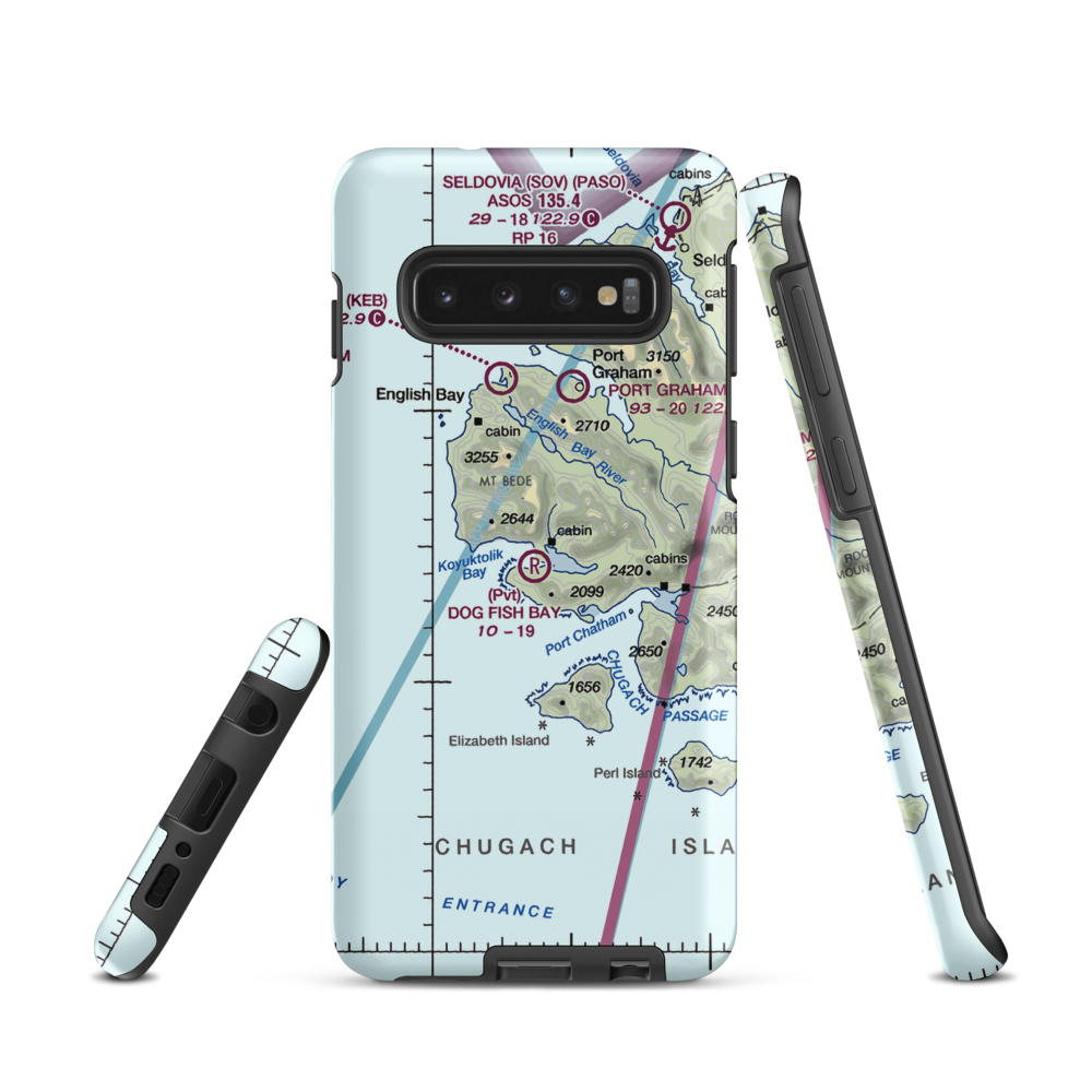 Dog Fish Bay Airport (AK07) VFR Sectional Samsung Phone Case Samsung Galaxy S10 model shown