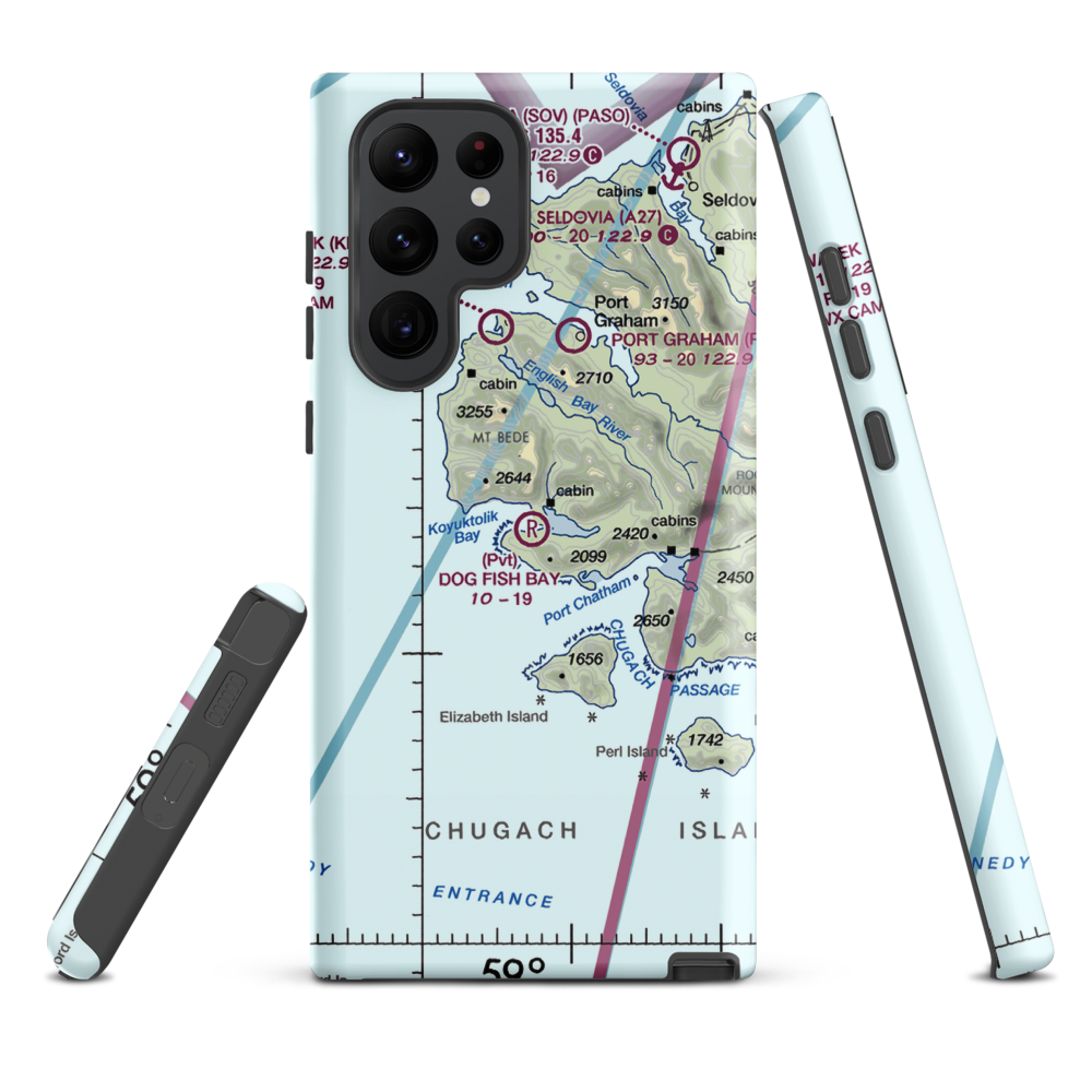 Dog Fish Bay Airport (AK07) VFR Sectional Samsung Phone Case Samsung Galaxy S22 Ultra model shown