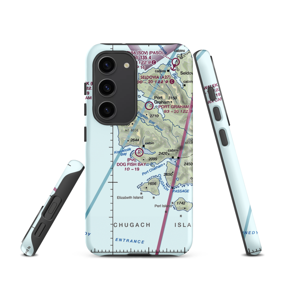 Dog Fish Bay Airport (AK07) VFR Sectional Samsung Phone Case Samsung Galaxy S23 model shown