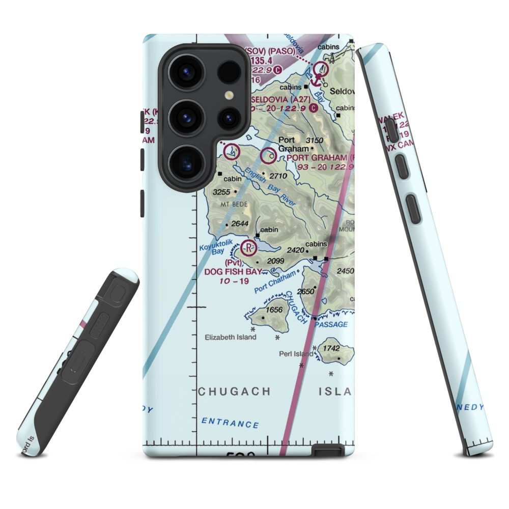 Dog Fish Bay Airport (AK07) VFR Sectional Samsung Phone Case Samsung Galaxy S23 Ultra model shown