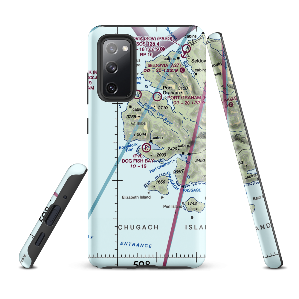Dog Fish Bay Airport (AK07) VFR Sectional Samsung Phone Case Samsung Galaxy S20 FE model shown