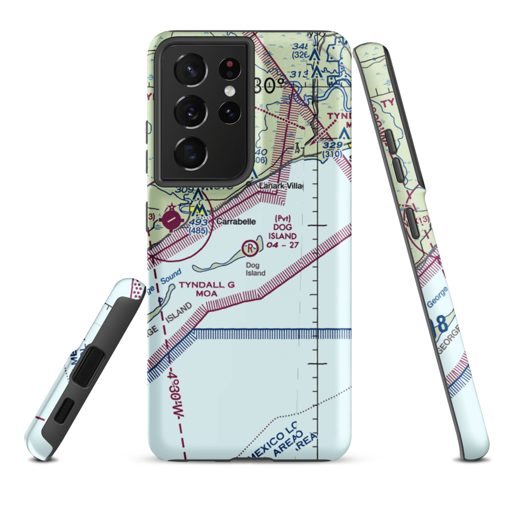 Dog Island Airport (FA43) VFR Sectional Samsung Phone Case Samsung Galaxy S21 Ultra model shown