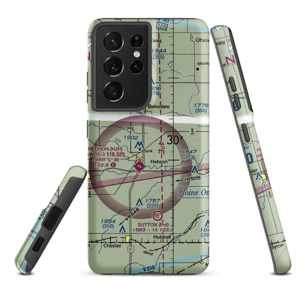 Dog Leg Airport (9NE9) VFR Sectional Samsung Phone Case Samsung Galaxy S21 Ultra model shown