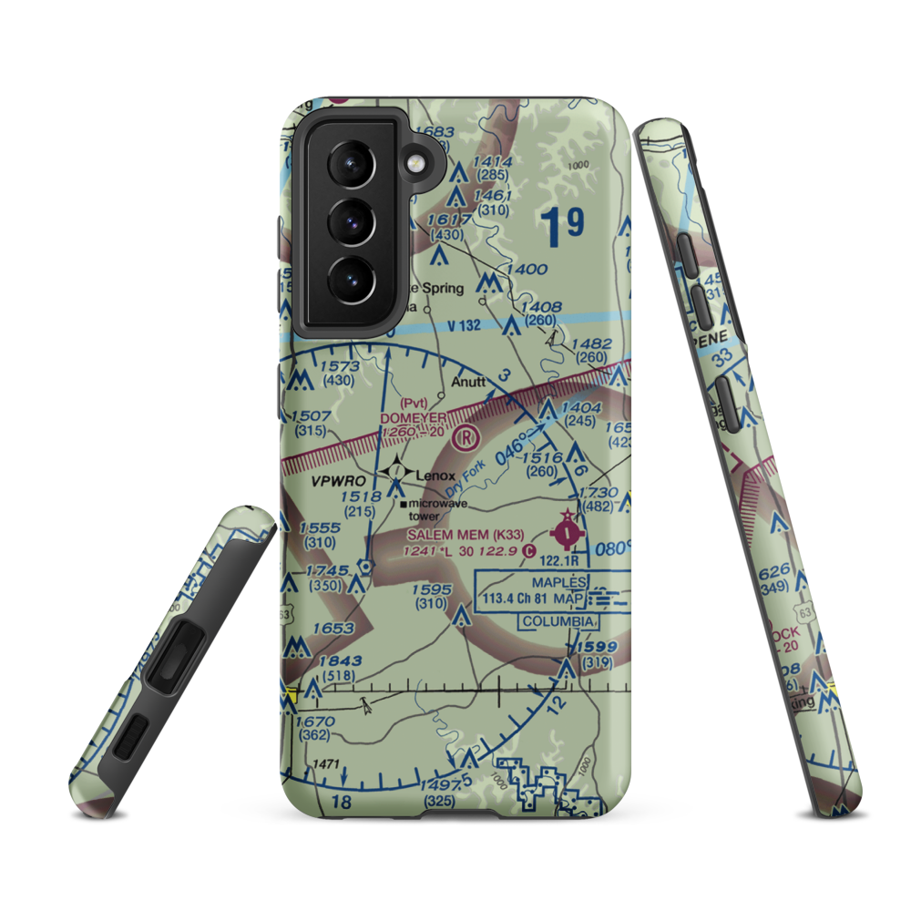 Domeyer Airport (13MO) VFR Sectional Samsung Phone Case Samsung Galaxy S21 FE model shown