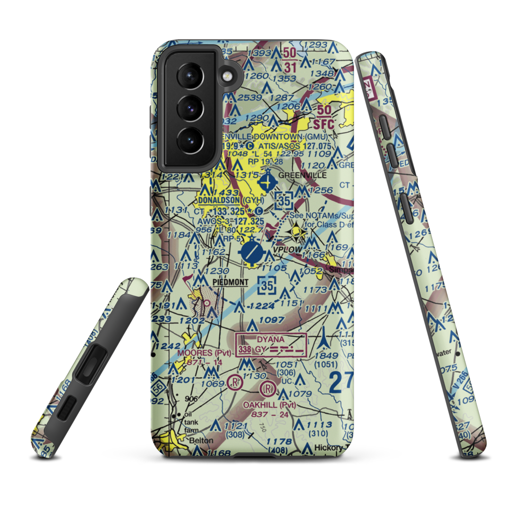 Donaldson Field Airport (GYH) VFR Sectional Samsung Phone Case Samsung Galaxy S21 Plus model shown