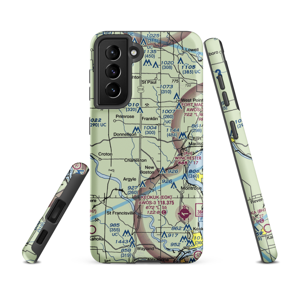 Donnellson Airport (IA65) VFR Sectional Samsung Phone Case Samsung Galaxy S21 FE model shown