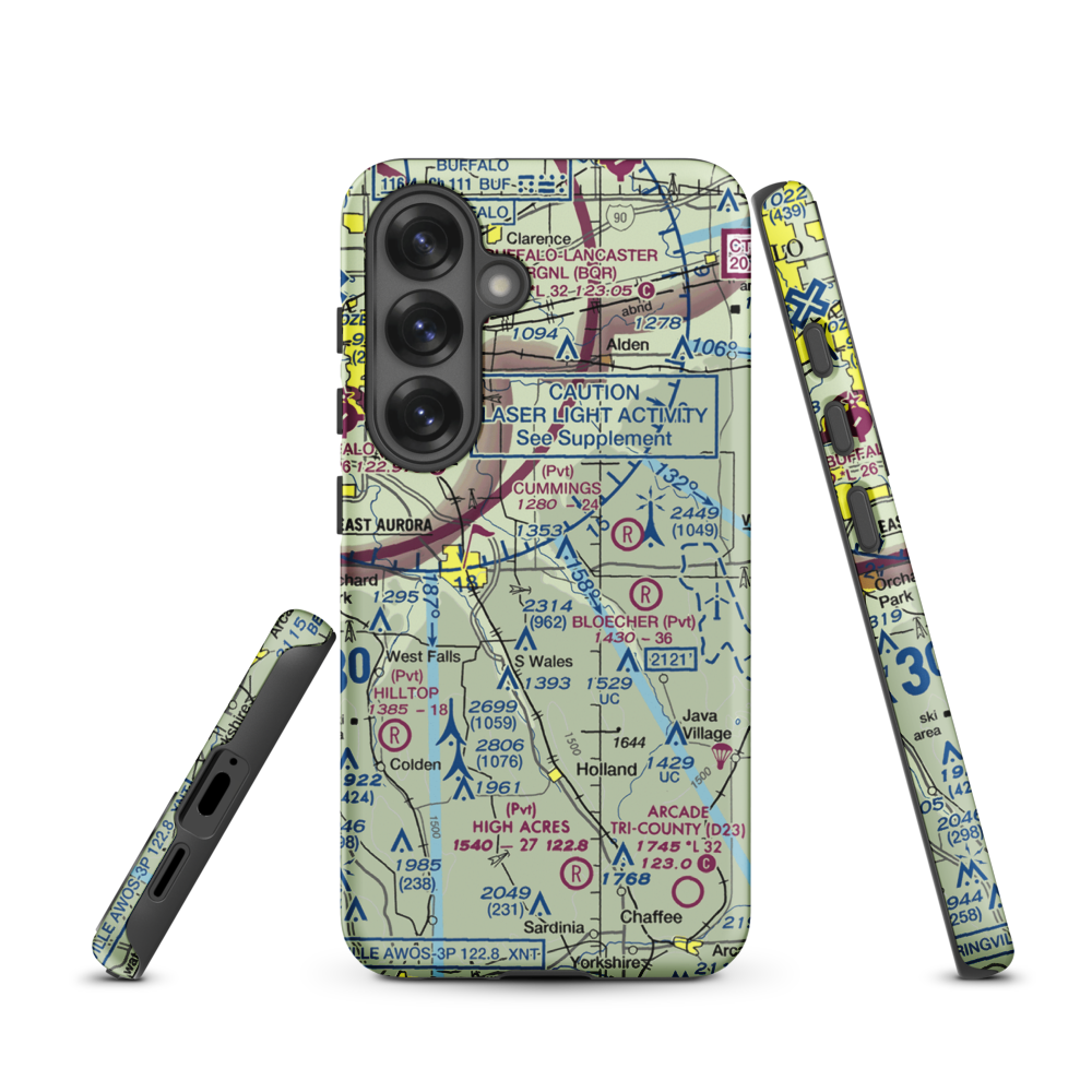 Donnelly's Airport (NK12) VFR Sectional Samsung Phone Case Samsung Galaxy S25 model shown