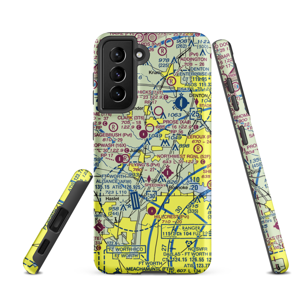 Dooley Airport (0TS1) VFR Sectional Samsung Phone Case Samsung Galaxy S21 FE model shown