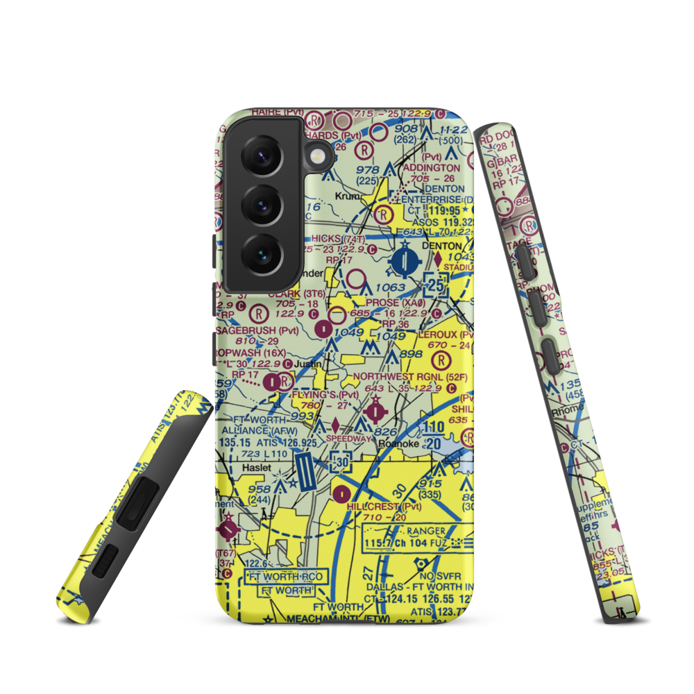Dooley Airport (0TS1) VFR Sectional Samsung Phone Case Samsung Galaxy S22 model shown