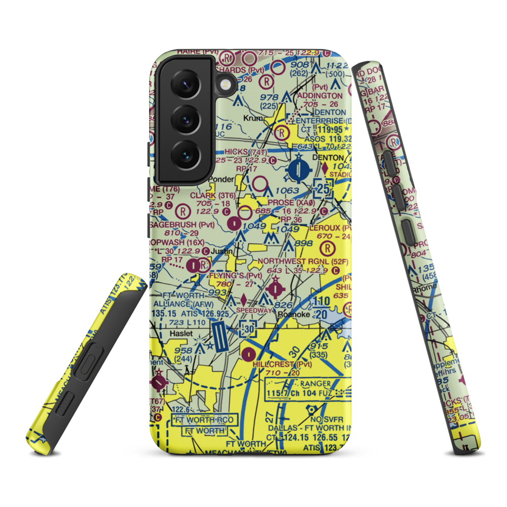 Dooley Airport (0TS1) VFR Sectional Samsung Phone Case Samsung Galaxy S22 Plus model shown