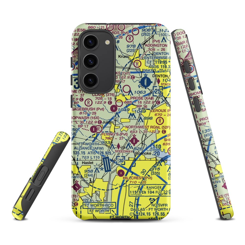 Dooley Airport (0TS1) VFR Sectional Samsung Phone Case Samsung Galaxy S23 Plus model shown
