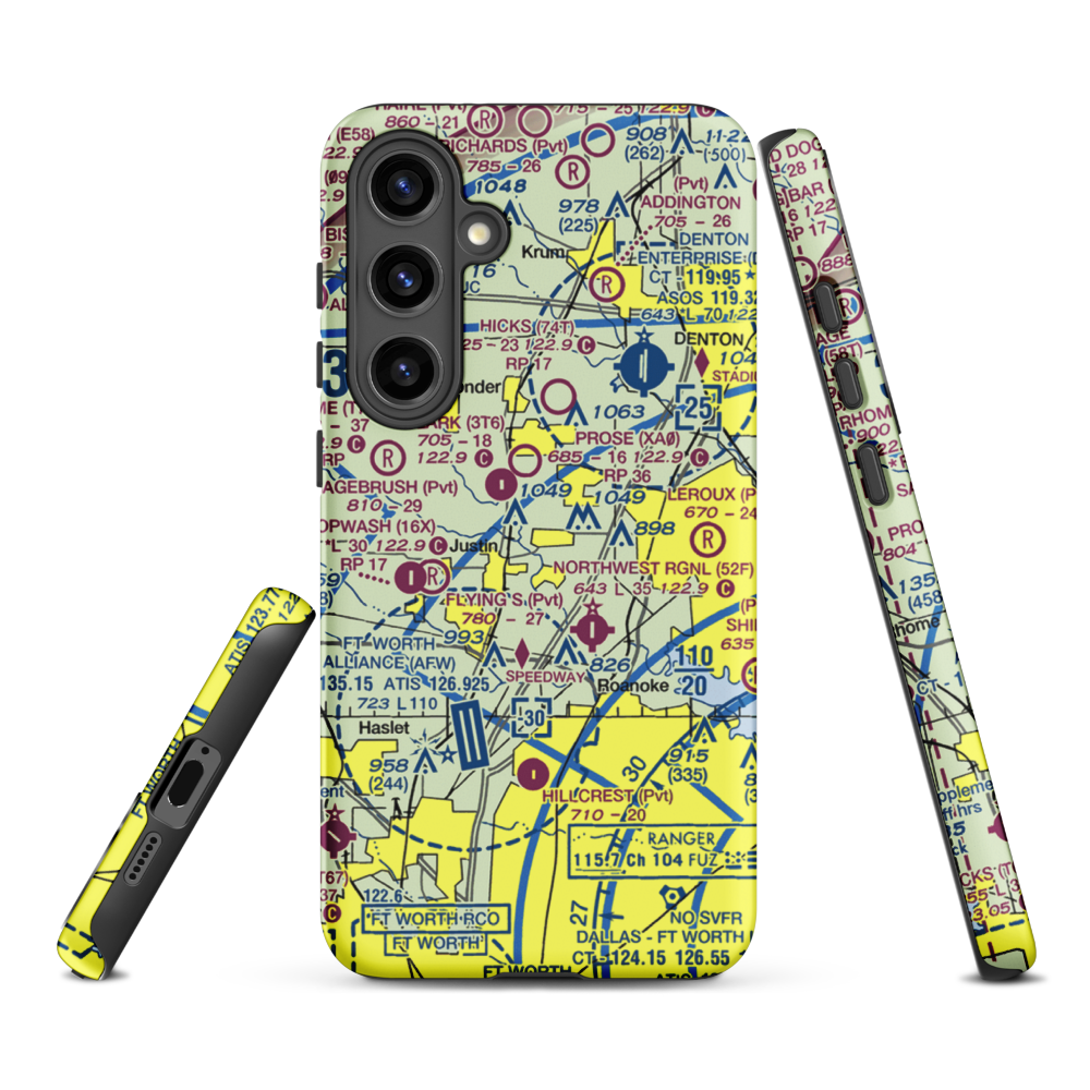 Dooley Airport (0TS1) VFR Sectional Samsung Phone Case Samsung Galaxy S24 Plus model shown