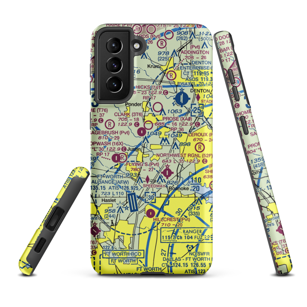 Dooley Airport (0TS1) VFR Sectional Samsung Phone Case Samsung Galaxy S21 FE model shown