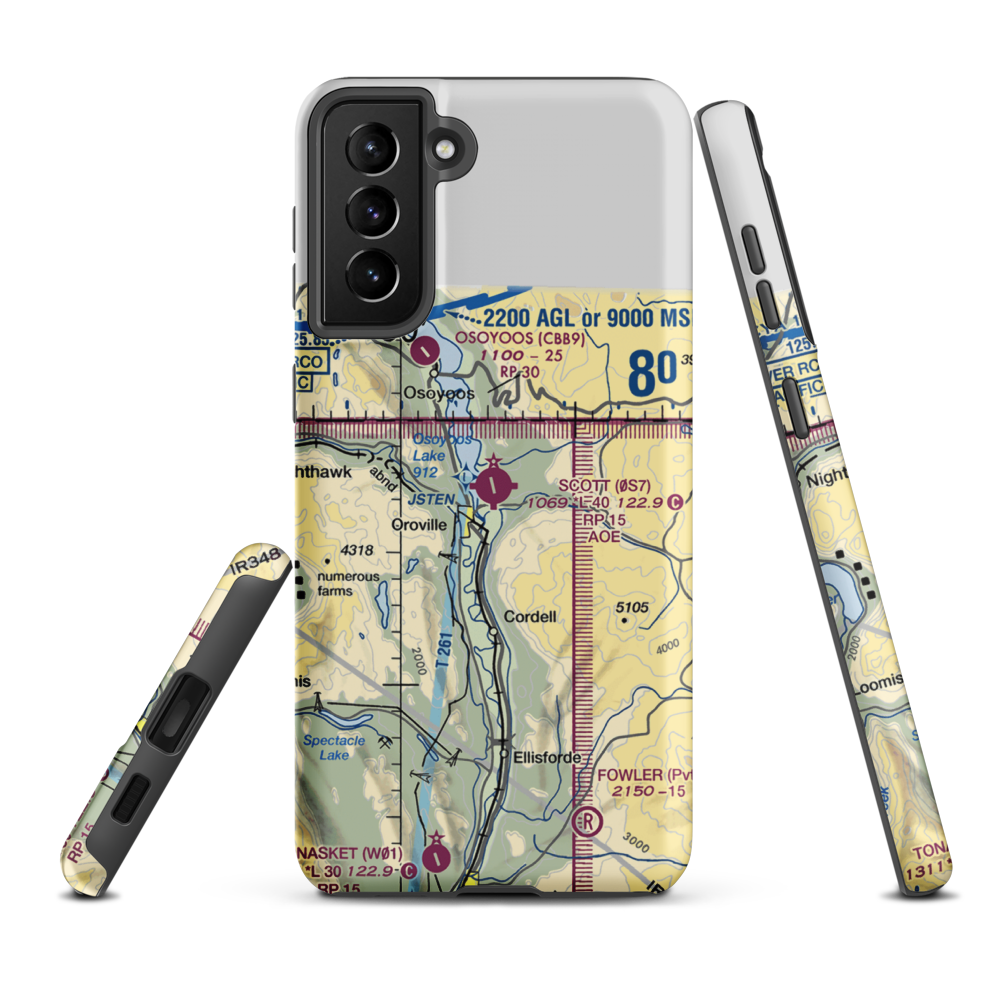 Dorothy Scott Airport (0S7) VFR Sectional Samsung Phone Case Samsung Galaxy S21 FE model shown