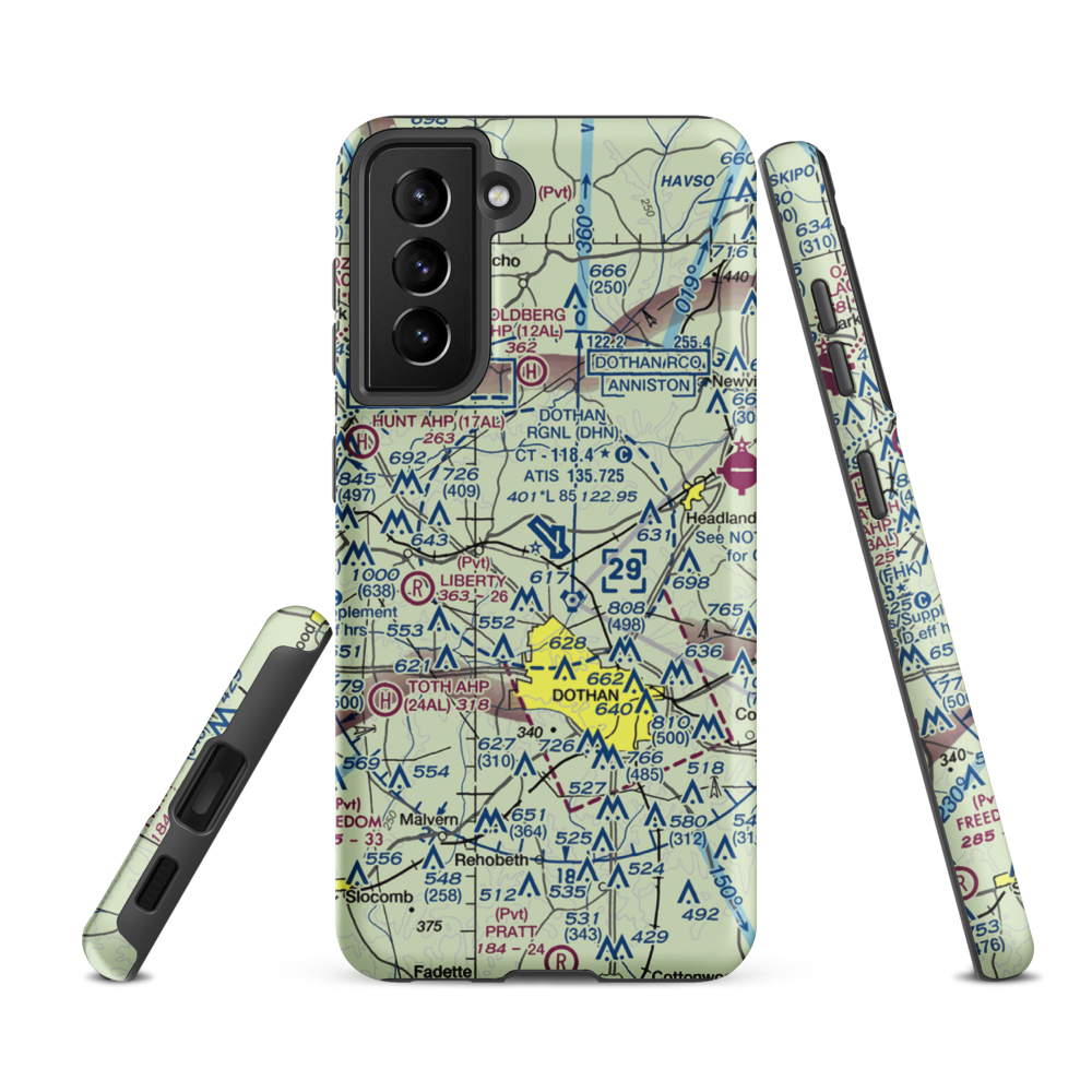 Dothan Regional Airport (DHN) VFR Sectional Samsung Phone Case Samsung Galaxy S21 FE model shown