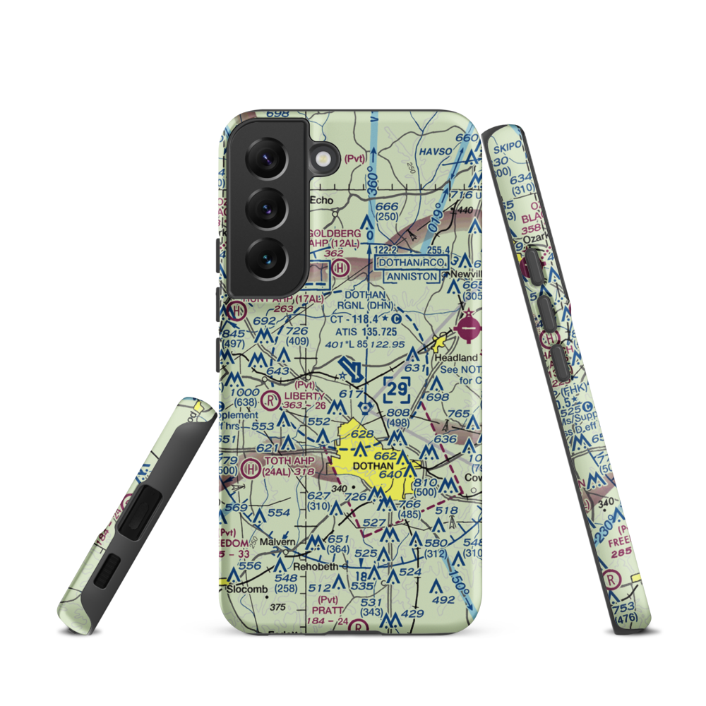 Dothan Regional Airport (DHN) VFR Sectional Samsung Phone Case Samsung Galaxy S22 model shown