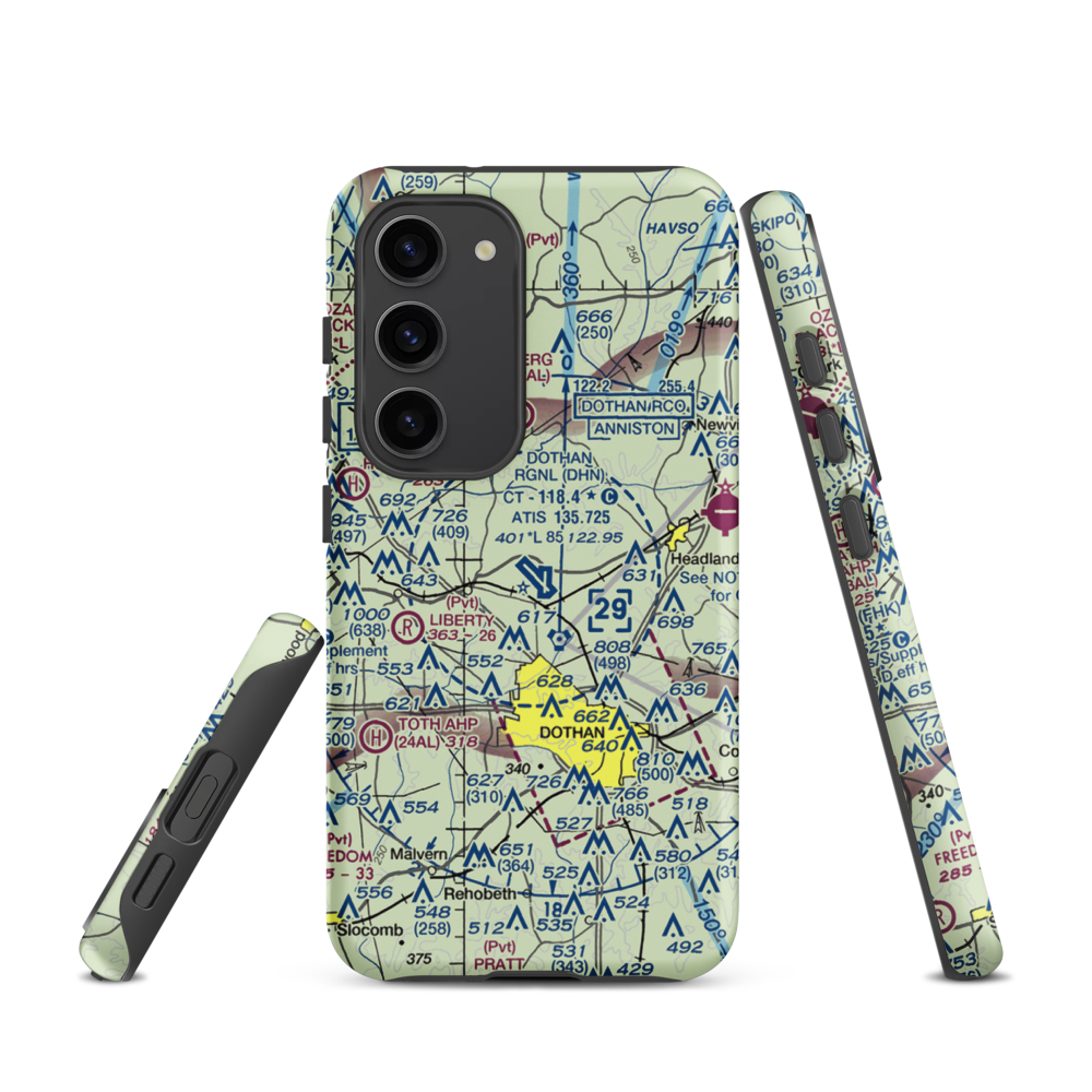 Dothan Regional Airport (DHN) VFR Sectional Samsung Phone Case Samsung Galaxy S23 model shown