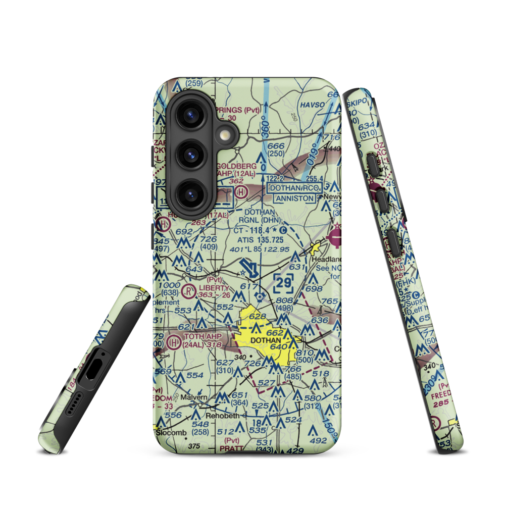 Dothan Regional Airport (DHN) VFR Sectional Samsung Phone Case Samsung Galaxy S24 model shown